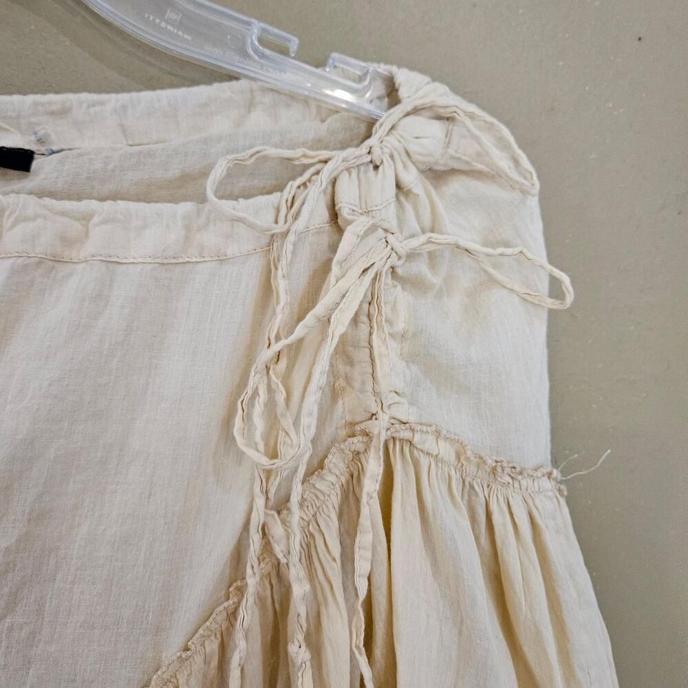 boho cottagecore beige ruffle adjustable skirt - Picture 2 of 4